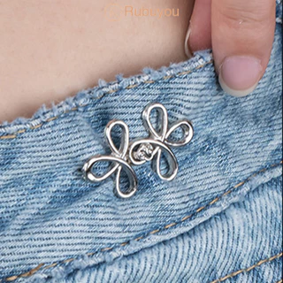 Rubuyou Hollow Four Leaf Clover เอวหัวเข็มขัด สําหรับกางเกงยีนส์กระโปรง DIY เสื้อผ้า สนาปเย็บฟรีไม่มีรอยต่อถอดออกได้-COD