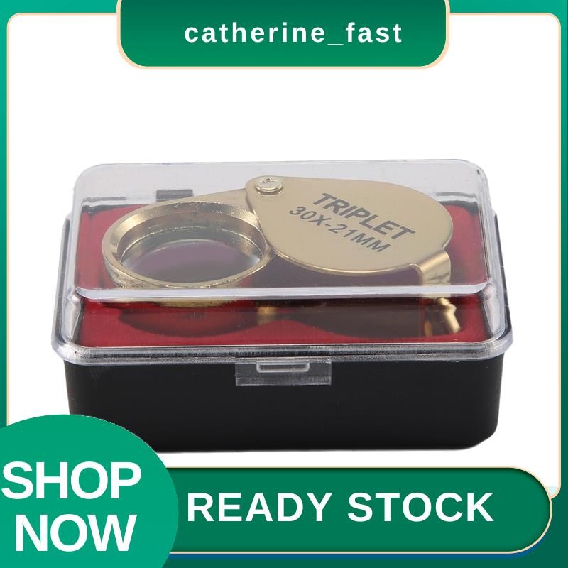 In Stock แบบพกพา 30X Power 21 มม.Jewers แว่นขยายพับ Gold Eye Loupe เครื่องประดับ Store แว่นขยาย