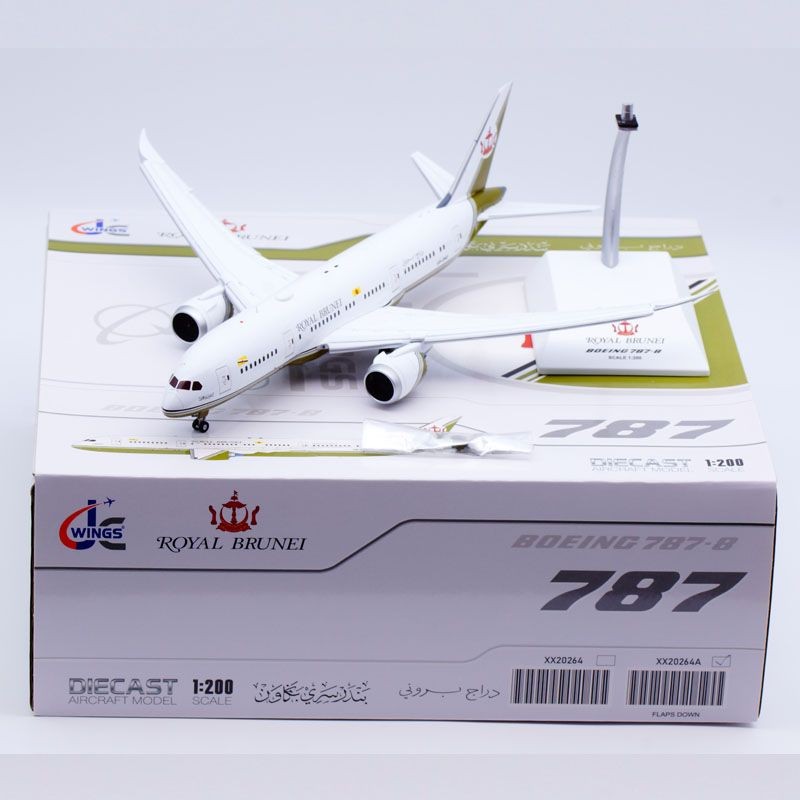 พร้อมส่ง เครื่องบิน Jcwings 1: 200 โมเดลเครื่องบินโลหะผสม Wenlai Royal Airlines B787-8 V8-OAS Lapel