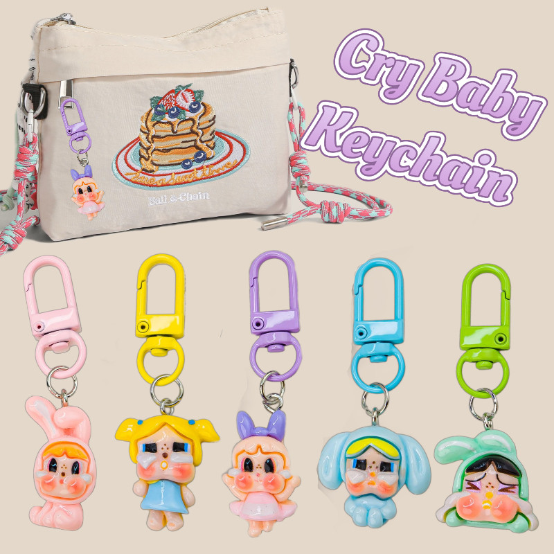 น่ารัก Powerpuff Girls Key Chain เรซิ่นแหวนกุญแจขนาดเล็กกระเป๋านักเรียนจี้การ์ตูนรถพวงกุญแจอุปกรณ์เสริม