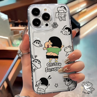 COD-ในไทย💥เคสน่ารัก ตลกชินจัง For iPhone 7 8 X 11 12 13 14 15 16 Pro Max XR XS Max 16 Plus  เคสโทรศัพท์ซิลิโคนโปร่งใส