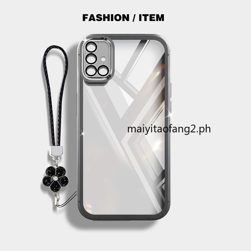 ปลอก Samsung Galaxy A31 A51 A71 4G โปร่งใสพร้อมซิลิโคนป้องกัน Soft Case เคสโทรศัพท์กันกระแทกสีสันสดใสป้องกันเลนส์พร้อมเชือกเส้นเล็กดอกไม้ HYRHY02