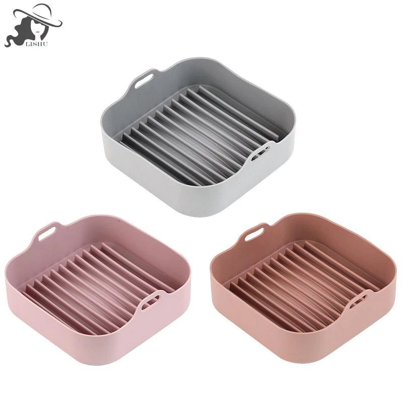 LISHU AirFryer หม้อซิลิโคนหม้อทอดอากาศมัลติฟังก์ชั่นอุปกรณ์เสริมถาดอบทอดth