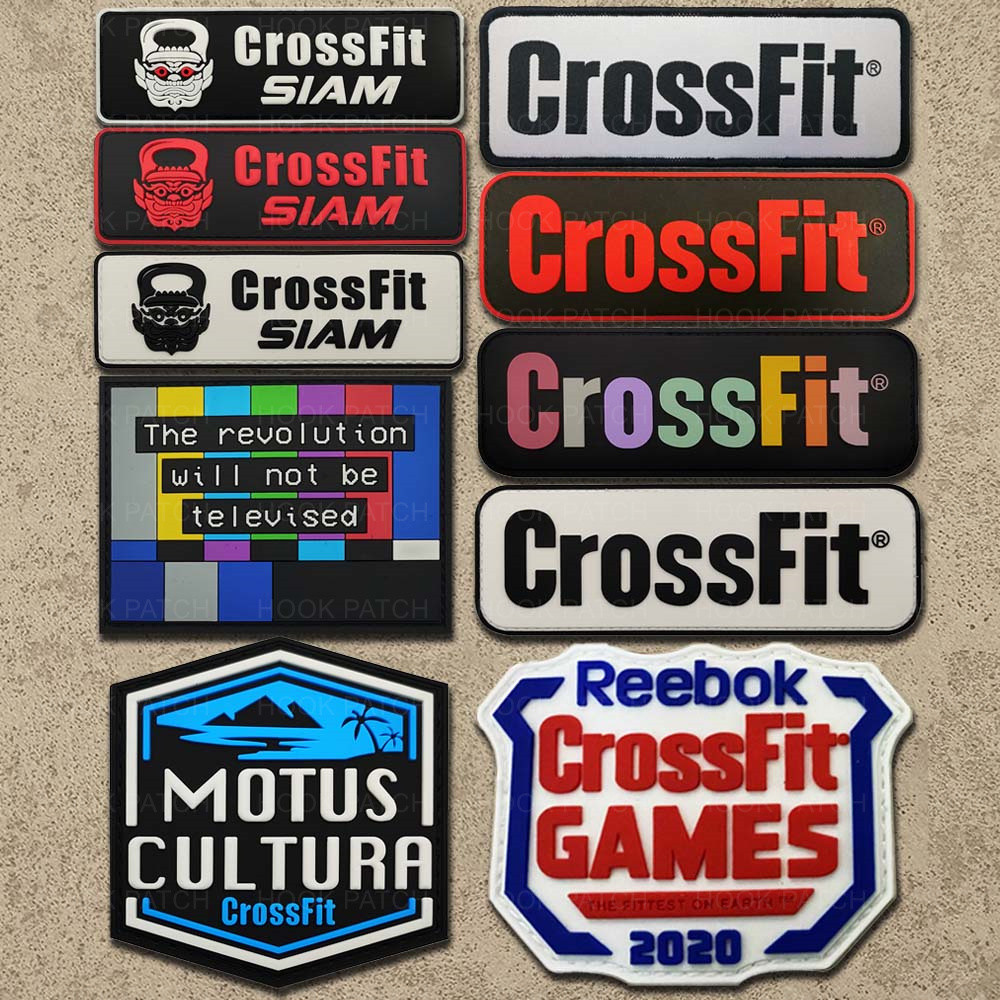 Crossfit ฟิตเนสยางนุ่ม Patch Badge กึบสำหรับการฝึกอบรมและOutdoor Camping พลาสติก PVC Applique