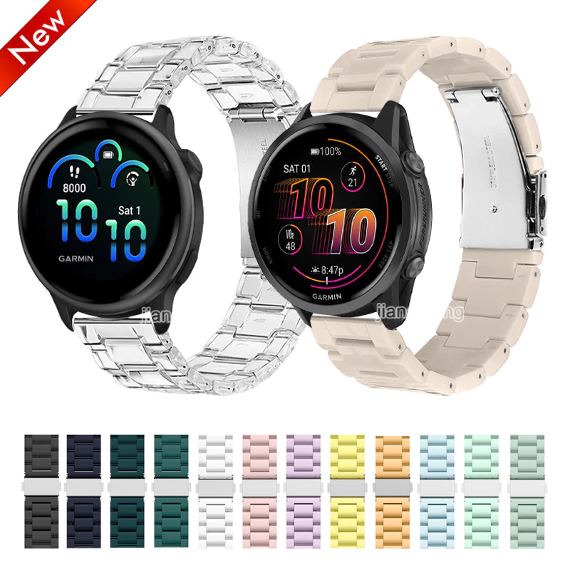 สายซิลิโคนแฟชันเรซินแบบใสสำหรับ Garmin Forerunner 570 165 55 158 265 255 245 Venu 4 3 Venu2 Plus Vivoactive 6 5 4 3