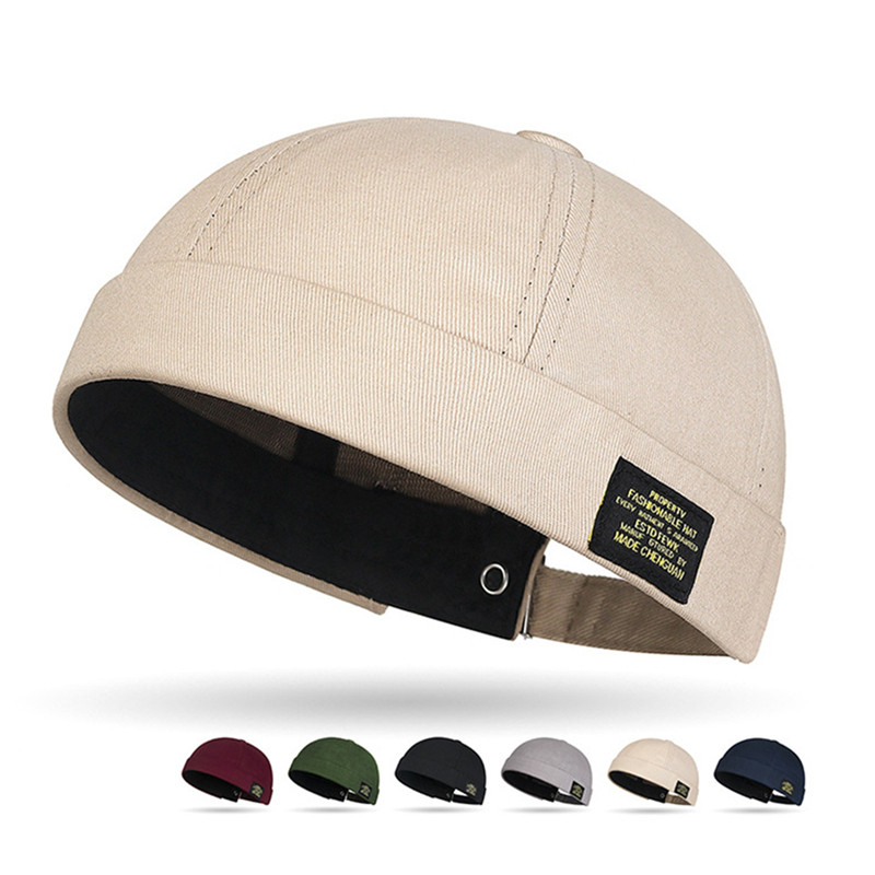หมวกโดมวินเทจ, หมวก Docker แบบไม่มีปีก, สไตล์สีทึบกลางแจ้งล้างไม่มีปีกหมวกฤดูหนาว