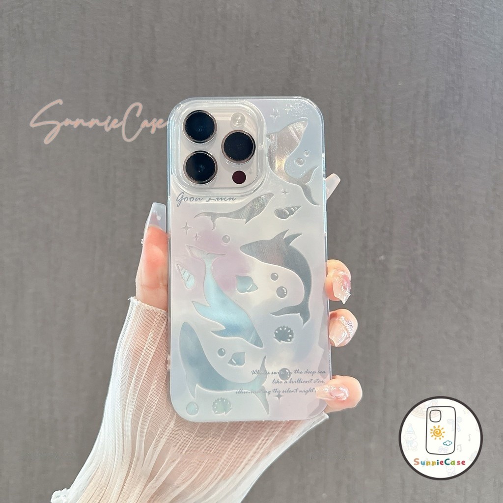 เคสไอโฟน7Plus น่ารัก วาฬ สำหรับ IPhone 12 13 16 11 15 14 Pro Max XS X XR 7Plus 8Plus Max 7 8 15 Plus SE TPU เคส