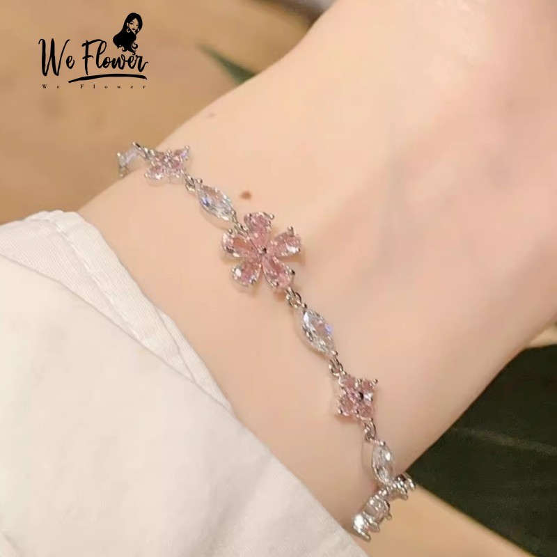 We Flower มินิมอล สีเงิน ลูกเล็ก สร้อยข้อมือโซ่ บาง สําหรับผู้หญิง กําไลข้อมือ โซ่ เครื่องประดับ