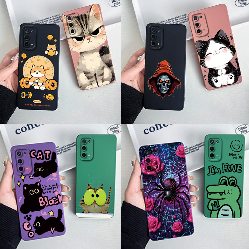 สําหรับ OPPO A74 5G CPH2197 CPH2263 เคสโทรศัพท์ปลอก OppoA74 4G CHP2219 ซิลิโคนนุ่มหวานแฟชั่นทาสีการ์ตูนกันชนสําหรับชายหญิงน่ารักดอกไม้พิมพ์ปกหลัง