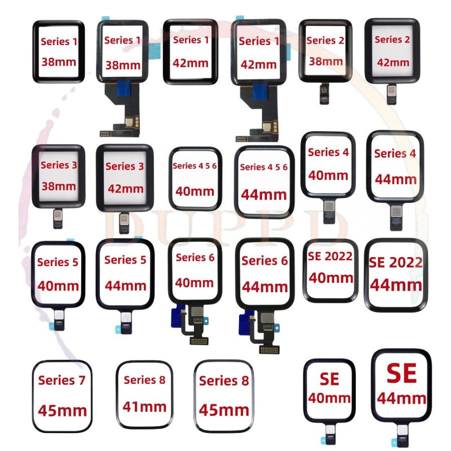 1pcs หน้าจอสัมผัส Digitizer กระจกเลนส์สําหรับ Apple Watch Series SE 1 2 3 4 5 6 7 8 38 มม.42 มม.40 มม.44 มม.TouchScreen อะไหล่ซ่อม