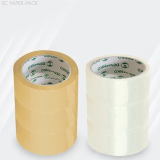 Denko เทปขุ่น/ใส หน้ากว้าง 2 นิ้ว 45 หลา และ 100 หลา (แพ็ค 6 ม้วน)