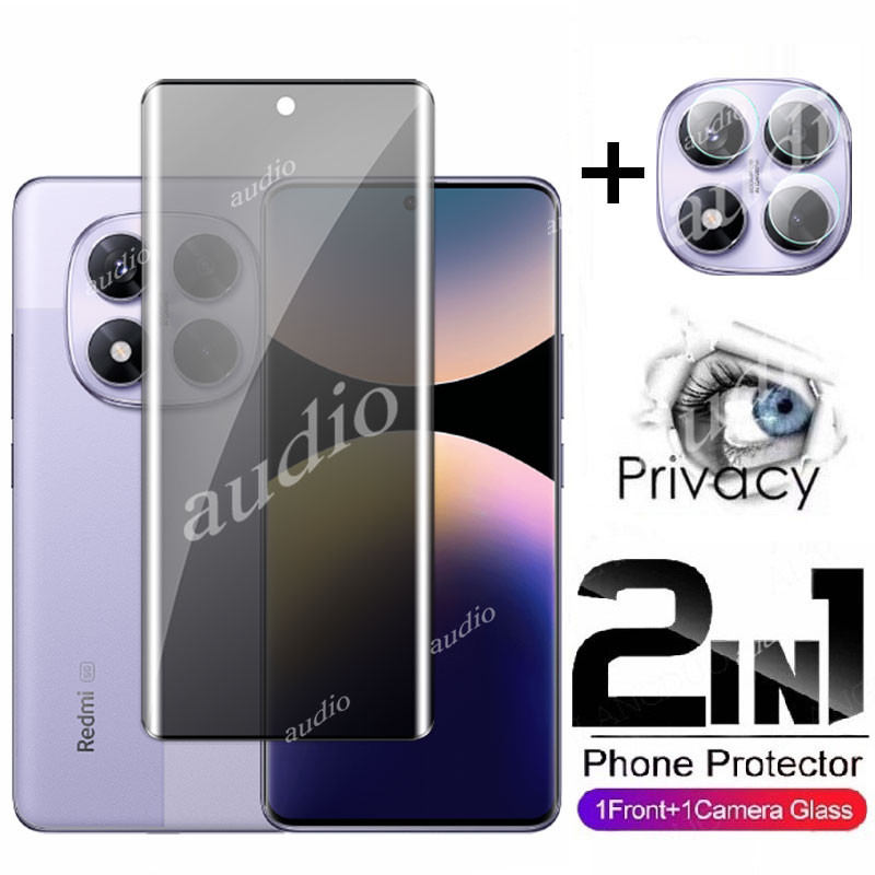 Redmi Note 14 Pro 5G 4G 2in1หน้าจอส่วนตัวพร้อมฟิล์มเลนส์สําหรับ Redmi Note 14Pro 14Pro+ 5G ความเป็นส่วนตัวป้องกันหน้าจอกระจกนิรภัยฟิล์มสําหรับ Redmi Note14 Pro+ 5G ด้านหน้าAnti-Spyฟิล์ม