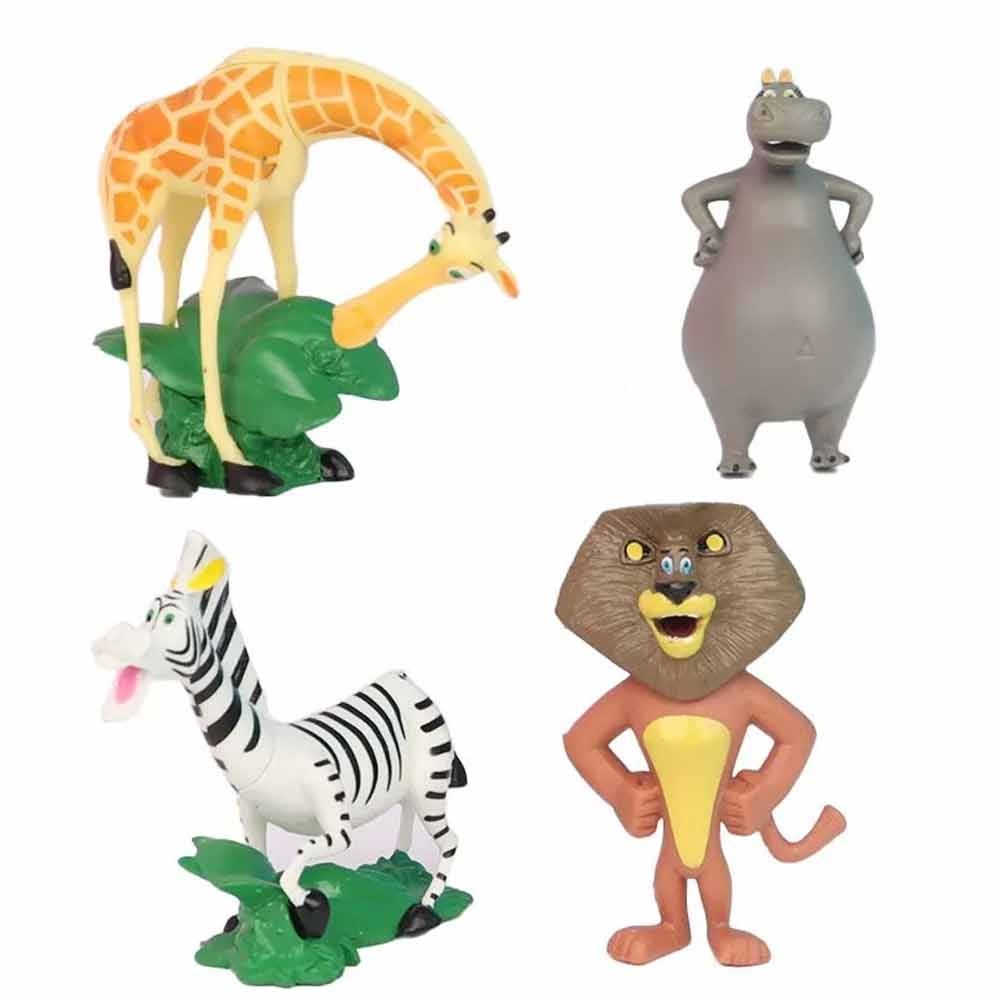 4Pcs Madagascar Movie Action Figures Cake Toppers Animal Penguin Kids Gift Toys