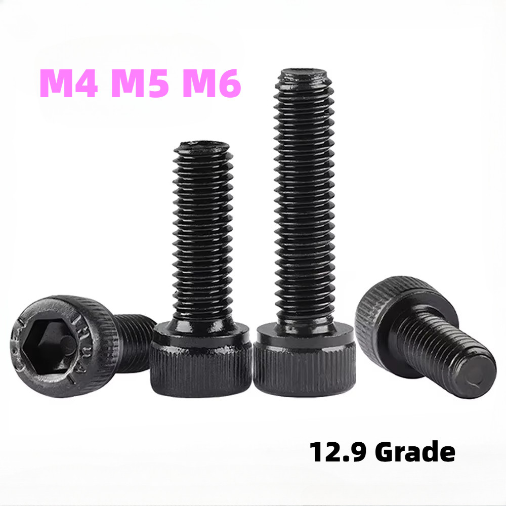 [HKH] สกรูหัวจมหกเหลี่ยม 12.9 เกรดเหล็กคาร์บอนสกรูอัลเลน M4 M5 M6 Hex Cap Screw Bolt