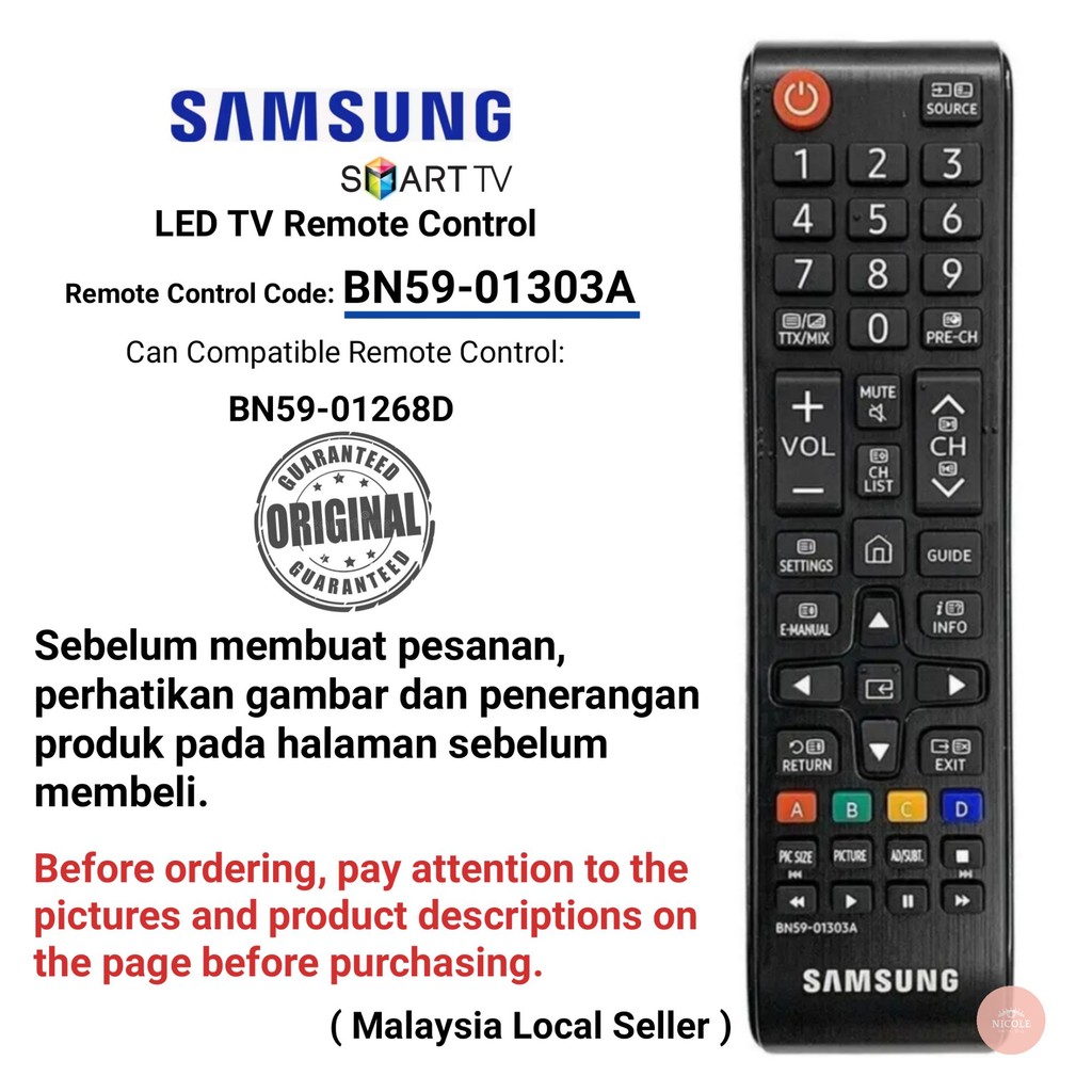 Samsung BN59-01303A รีโมทคอนโทรลทีวี Led อัจฉริยะ (หรือรีโมทคอนโทรลทดแทน)