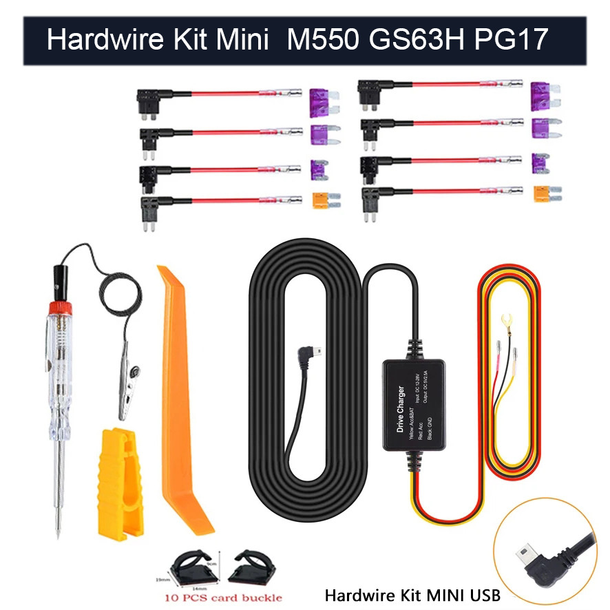 สําหรับ AZDOME รถ DVR บันทึก Hardwire Kit สําหรับ AZDOME M550 GS63H PG17 Low Vol ป้องกัน Mini USB พอ