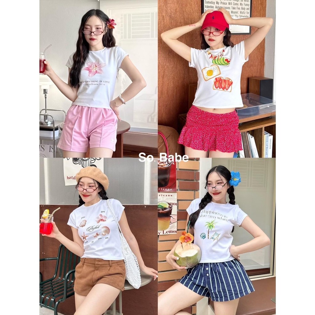 so babe เสื้อยืด เสื้อยืดครอป งานน่ารัก ครอป