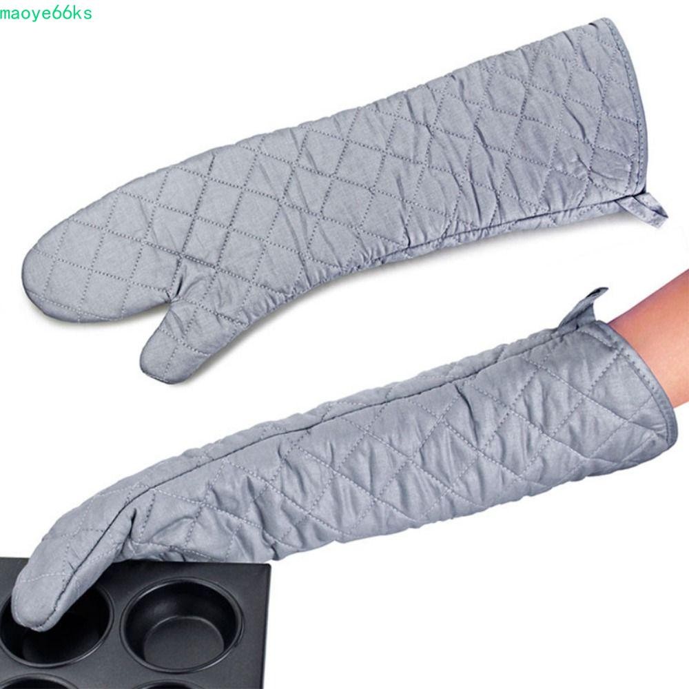 MAOYE ยาวผ้าฝ้ายเตาอบ Mitts, ทนความร้อน Anti-scald ยาวถุงมืออบ, Professional หนามุม Cuff ฉนวนห้องครัวไมโครเวฟ Mittens ไมโครเวฟ