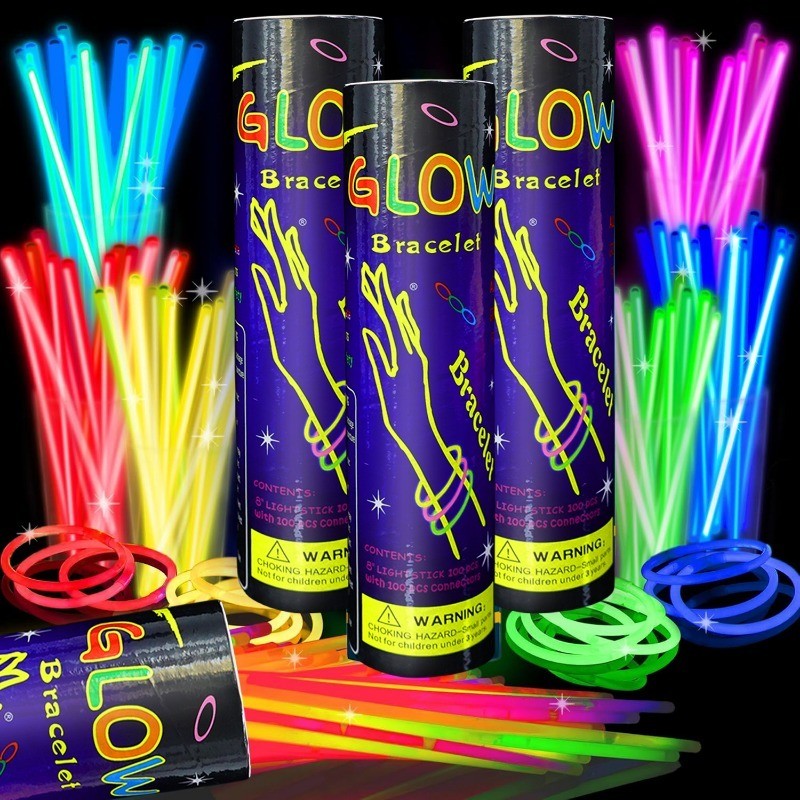 แท่งเรืองแสงปาร์ตี้ 100/200/300 ชิ้น – เรืองแสงในที่มืดแท่งไฟ – สร้อยคอเรืองแสงปาร์ตี้นีออนและกําไลเรืองแสงพร้อมขั้วต่อ