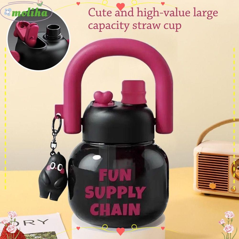 ขวดน้ํา โมลิฮา 800 มล. พร้อมฝาปิด จิบ ความจุขนาดใหญ่น้ําผลไม้ถ้วยนมเครื่องดื่มคู่แบบพกพาน่ารักการ์ตูน จิบ ถ้วย