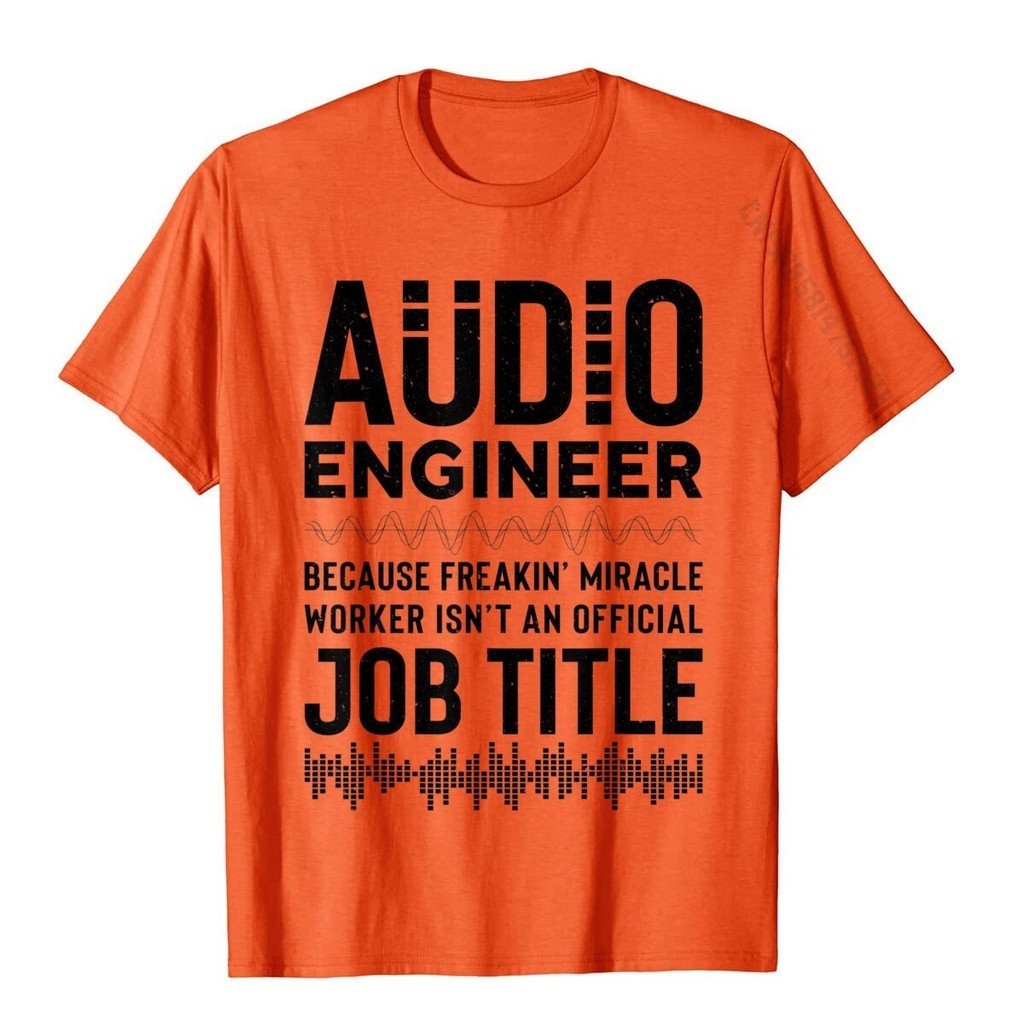 "Audio Engineer Title" Humor Graphic Cotton Crew Neck T-Shirt, Trendy Casual Style, Funny Design, Fe