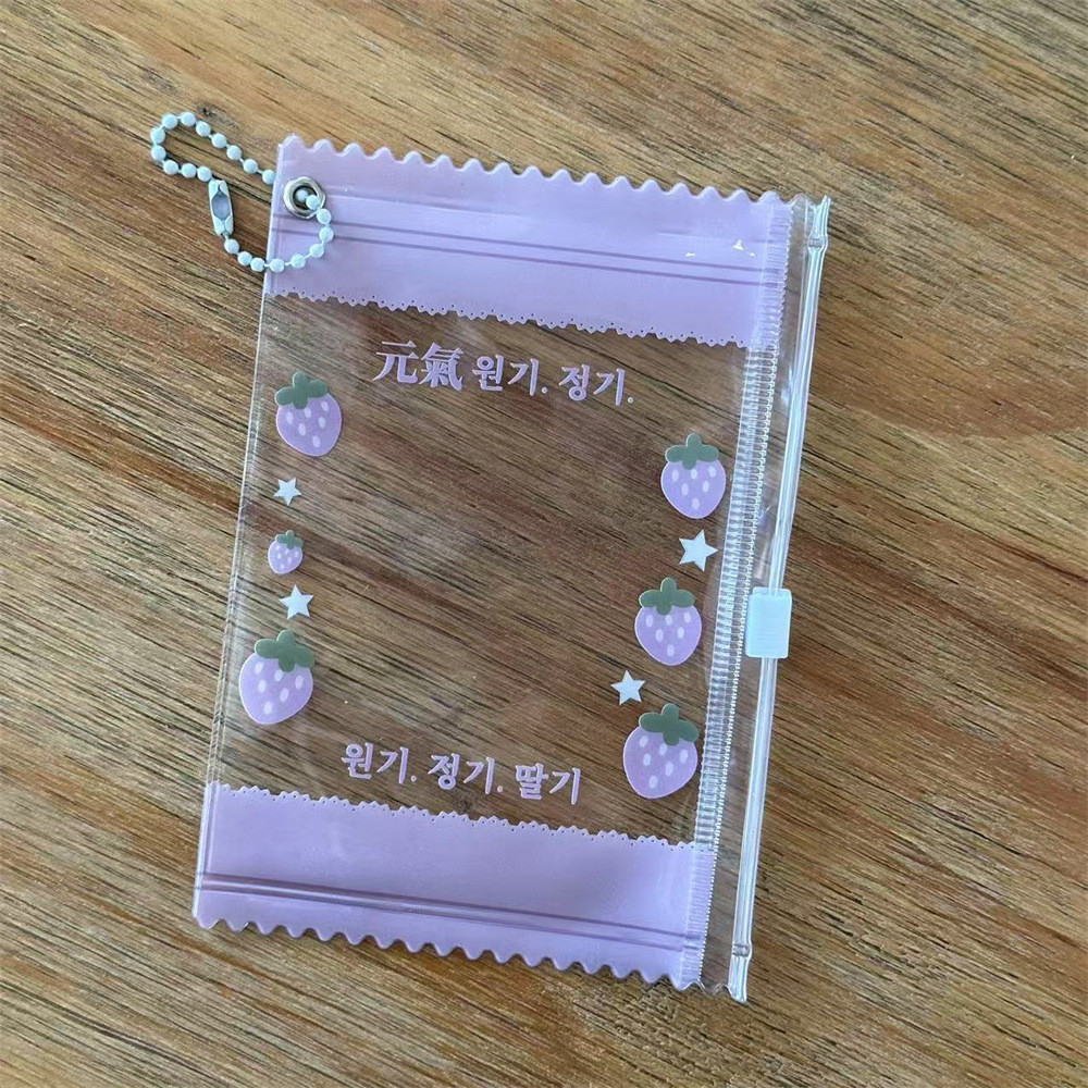 Ins Strawberry Four-Leaf Clover 10 ซม.การ์ดขนาดเล็กกระเป๋าซิปPolaroid Bar Candy Bag Grain Display Card Holderจี้ - รูปที่ 5