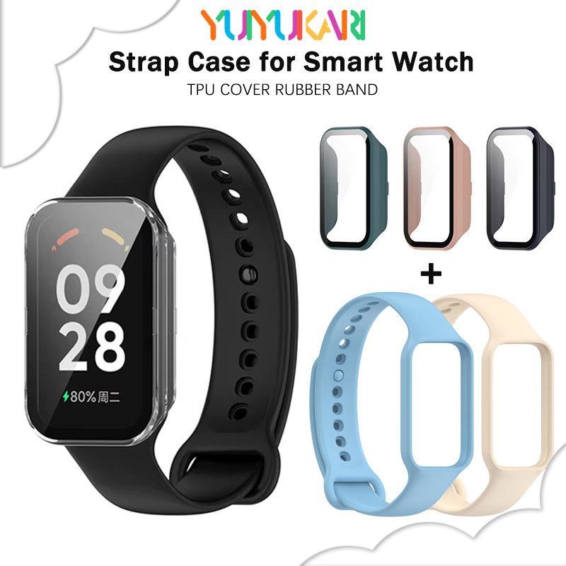 แผ่นยางกระจกนิรภัยสำหรับ for Smartwatch Mi Band 8 Active / Redmi Band 2 สายรัดซิลิโคนป้องกันหน้าจอ อุปกรณ์เสริม