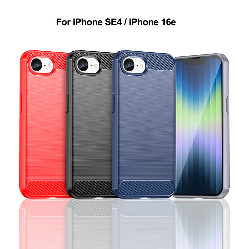 Carbon Brushed Casing For iPhone 16e 14 15 16 Pro Max/Plus iPhone SE4 SE3 SE2 SE 4 3 2 i14+ i15+ i16