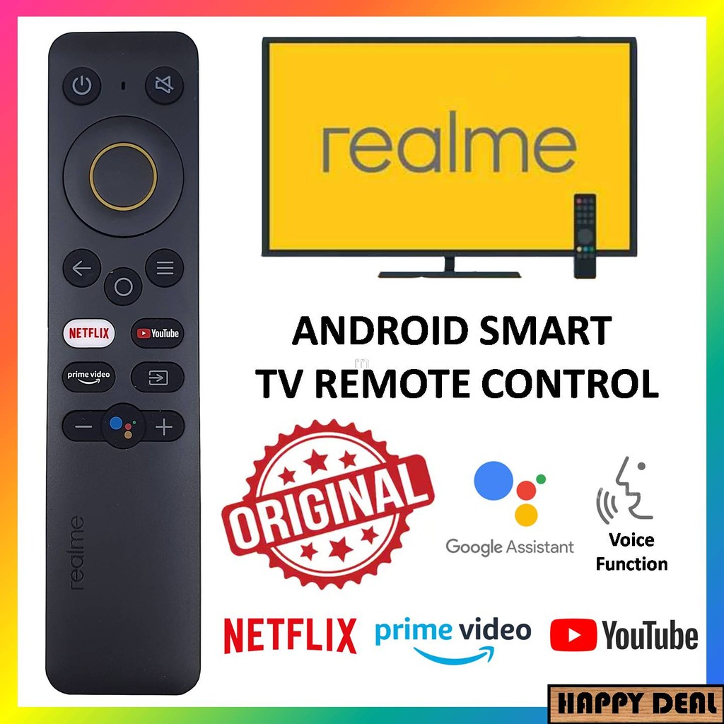 REALME Android Smart TV รีโมทคอนโทรล Netflix, YouTube, Prime Video, Google Assistant, ฟังก์ชั่นเสียง