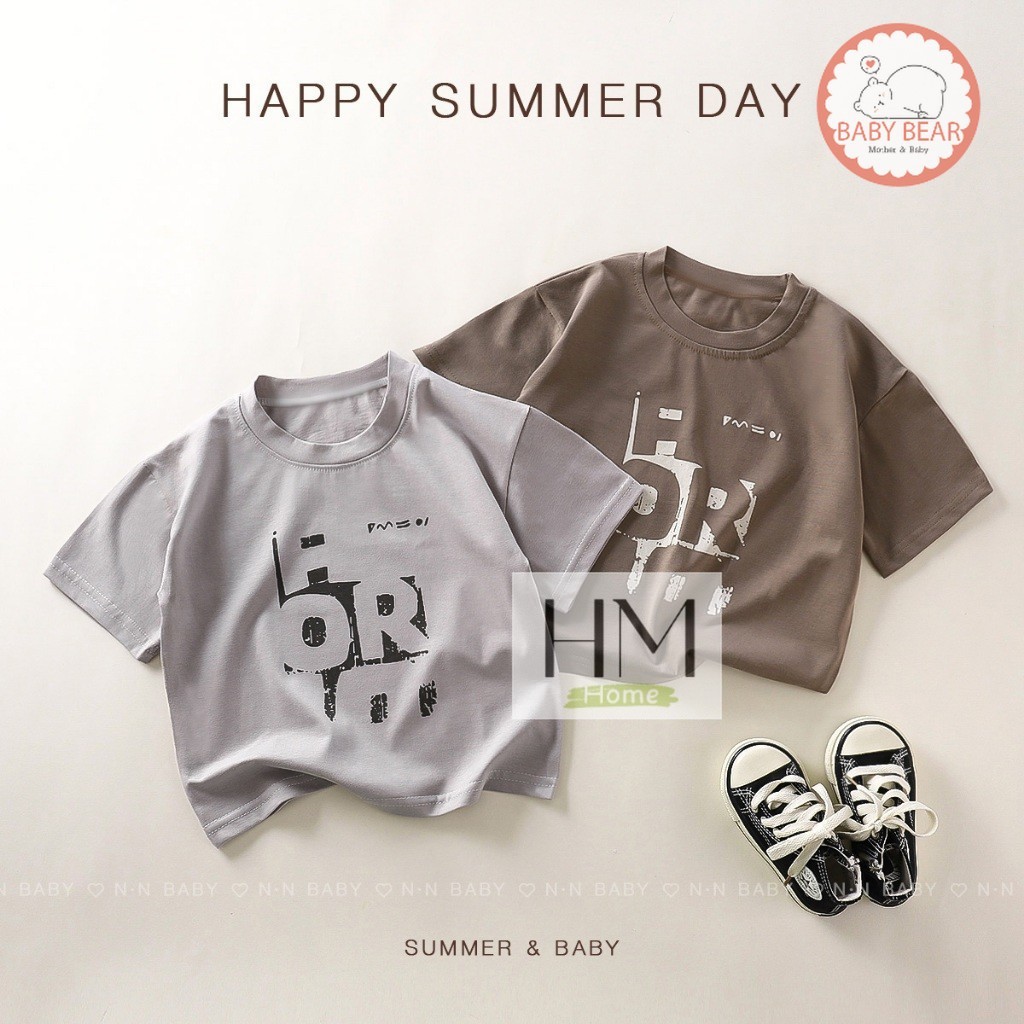 เสื้อยืดเด็ก เสื้อยืดแขนสั้น คอกลมเด็กผู้ชาย ผ้าcotton พิมพ์ลาย อายุ1-4ปี