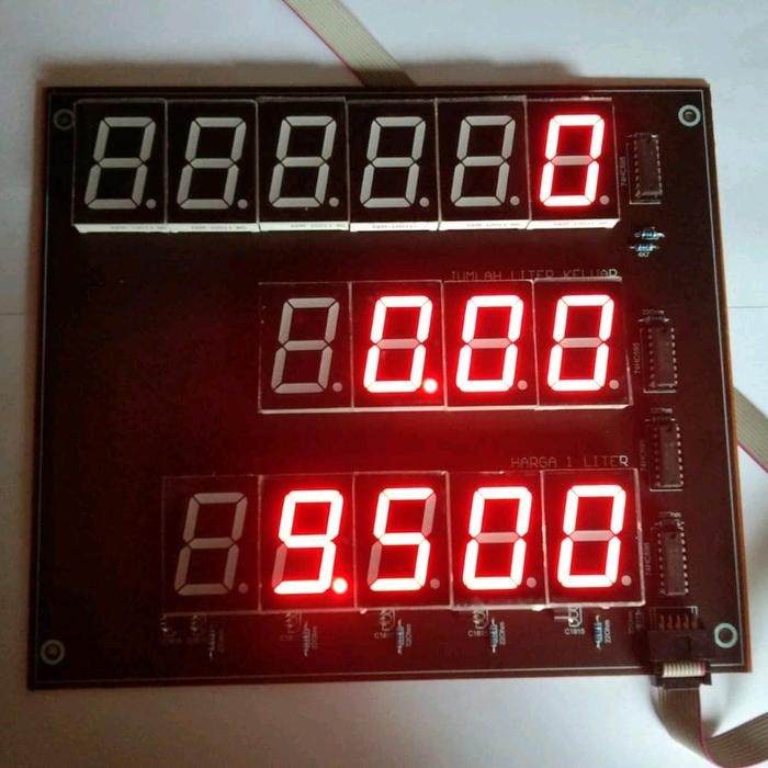 MERAH 7 Segment Mini Pump Display ในสีแดงสดพร้อมสาย Bonus IDC