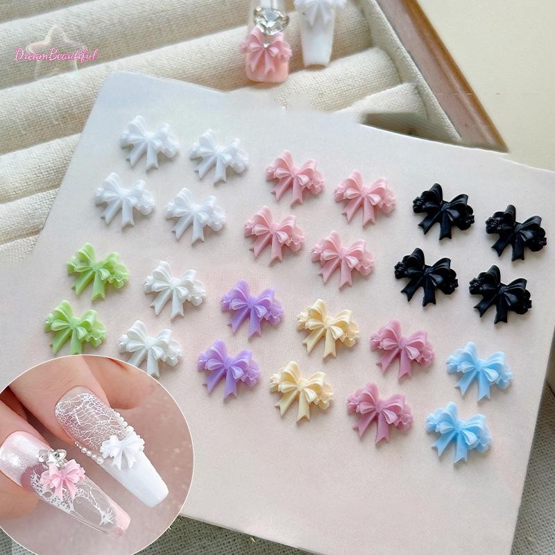<DBFl-t> 30 ชิ้นริบบิ้นโบว์เล็บ Charms อะไหล่เล็บ Tie ตกแต่ง Kawaii อุปกรณ์เสริมเล็บออกแบบอุปกรณ์ใหม่