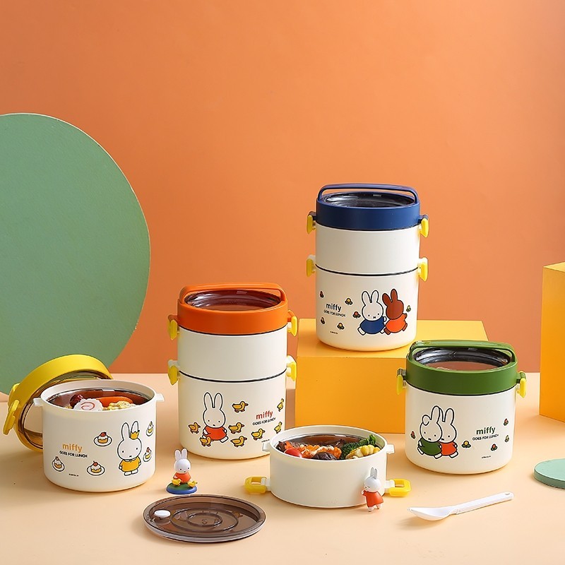 Miffy ปิ่นโตเก็บอุณหภูมิ ปิ่นโต กล่องอาหารกลางวันสแตนเลส304เดี่ยวและสองชั้น เก็บอุณหภูมิ lunch box