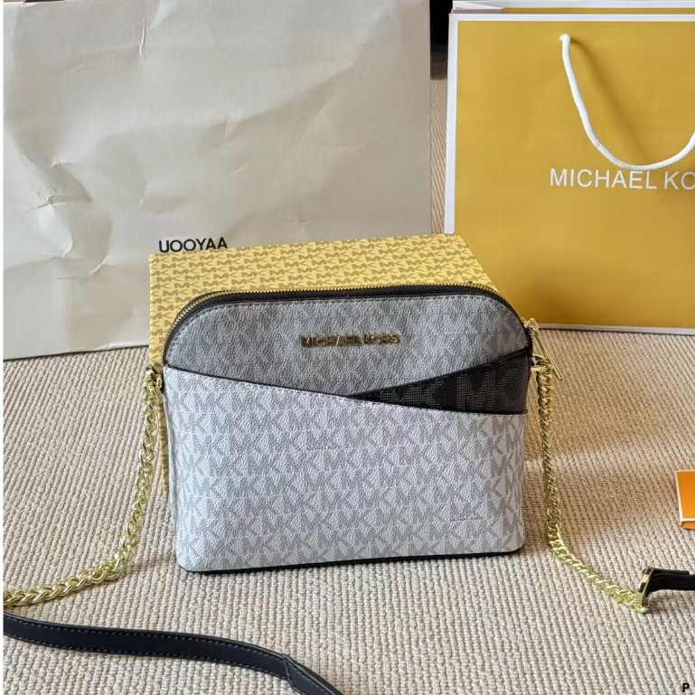 MK JET SET TRAVEL Medium Shell Bag พิมพ์ Cowhide Chain Crossbody Bag Female Bag MK333333-135YP701