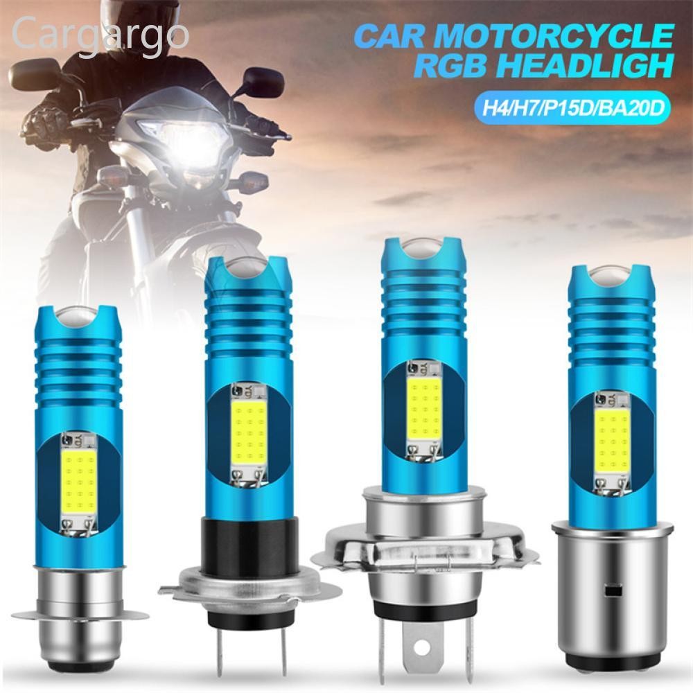 Cargargo 1PC RGB H4/H7/P15D/BA20D ไฟหน้ารถจักรยานยนต์ LED Hi/Low Canbus หลอดไฟ LED Moto หมอกขับรถไฟ 
