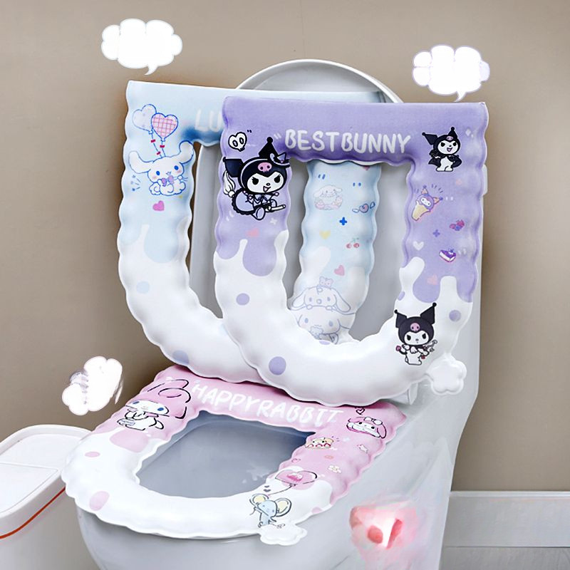 Eva Sanrio เบาะรองนั่งชักโครกกันน้ํา Kuromi All-season Universal ฝารองนั่งชักโครกห้องน้ํา