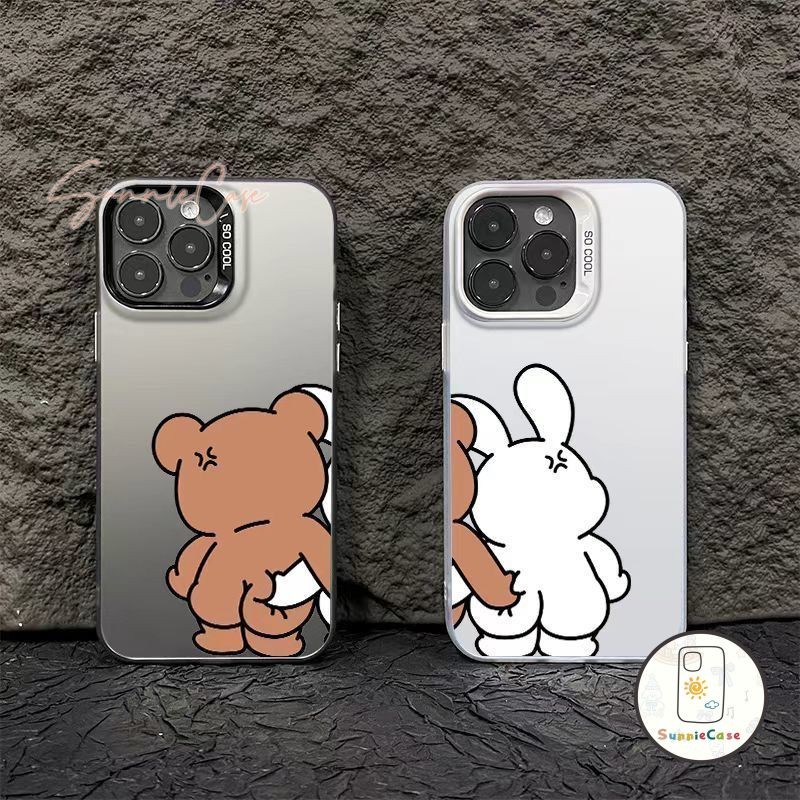 เคสคู่รัก น่ารัก หมีคู่รัก เคสไอโฟน16 สำหรับ IPhone 11 16 12 14 15 13 Pro Max XS XR X Max 8 7 Plus SE 2020 เคสนิ่ม เคส