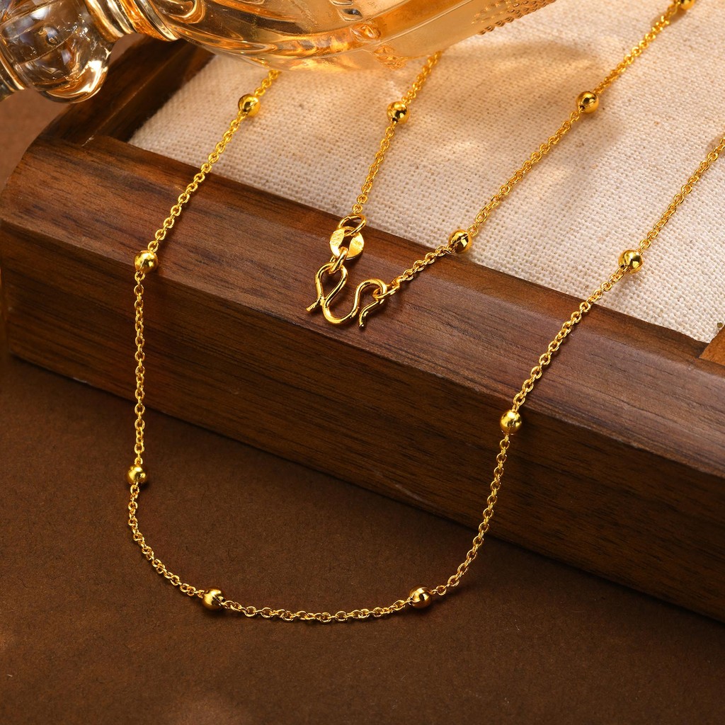 Meaeguet สร้อยคอลูกปัดทองสำหรับผู้หญิง, 18K ไม่ซีดจาง เครื่องประดับแฟชั่น