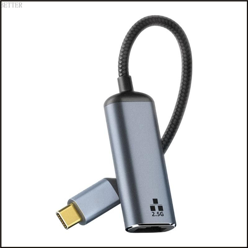 Bett อะแดปเตอร์อีเธอร์เน็ต Type C ถึง RJ45 2500Mbps LAN 2500Mbps การ์ดเครือข่ายแบบมีสายสําหรับแล็ปท็
