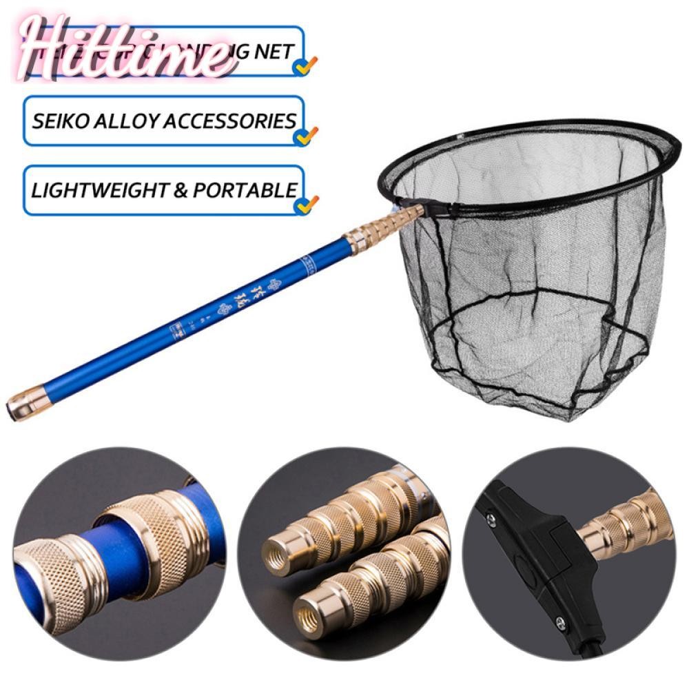 Hittime Ultralight Carbon Fishing Pole Telescopic Landing Net สามเหลี่ยมพับตกปลาสุทธิ Fishing Tackle