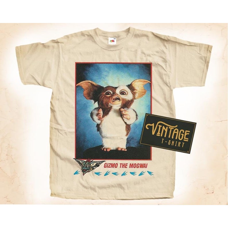 Gremlins V1 T shirt Tee Natural Vintage Cotton Movie Poster All Sizes S M L XL 2X 3X 4X 5X ชุดปกติ ไ