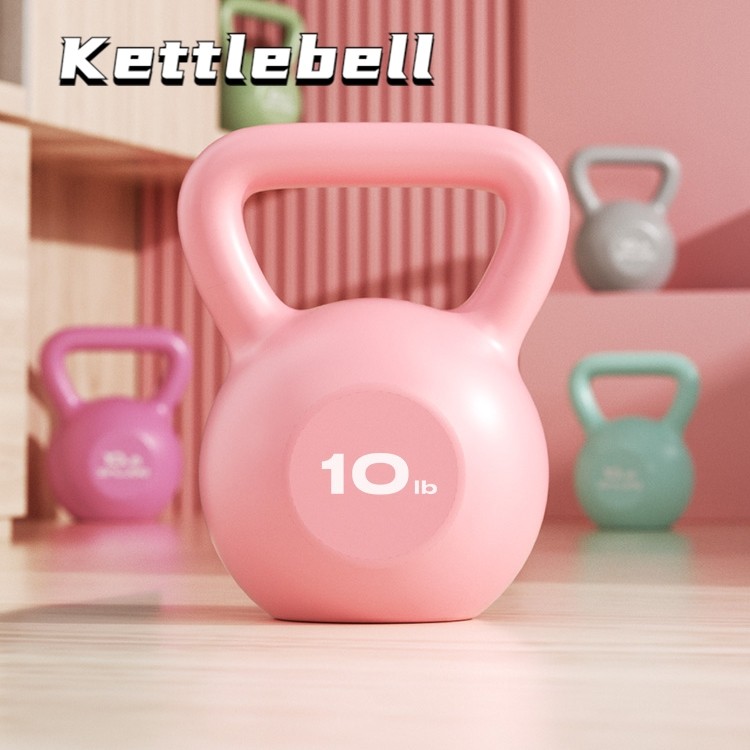 5Lbs/10Lbs/15Lbs/20Lbs Kettlebell ชุดเคลือบ PVC Candy สี Kettlebell อุปกรณ์ยิม