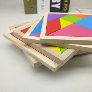 จิ๊กซอว์ไม้ เสริมทักษะเด็ก แทนแกรมไม้ Tangram สื่อคณิตศาสตร์ ของเล่นฝึกสมองเพื่อการเรียนรู้สำหรับเด็ก