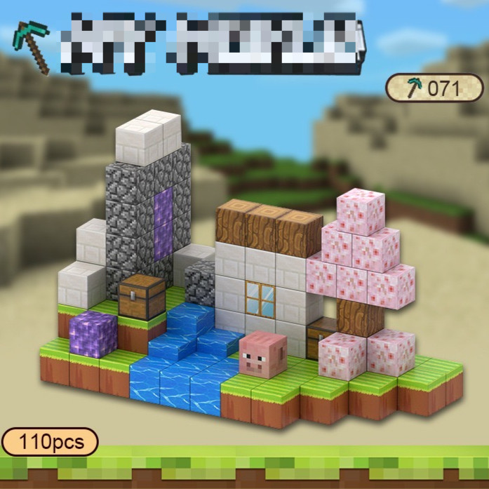 มายคราฟ แม่เหล็กสแควร์ Minecraft ของเล่น บล็อกตัวต่อแม่เหล็กเด็ก DIY MC Magnetic Build