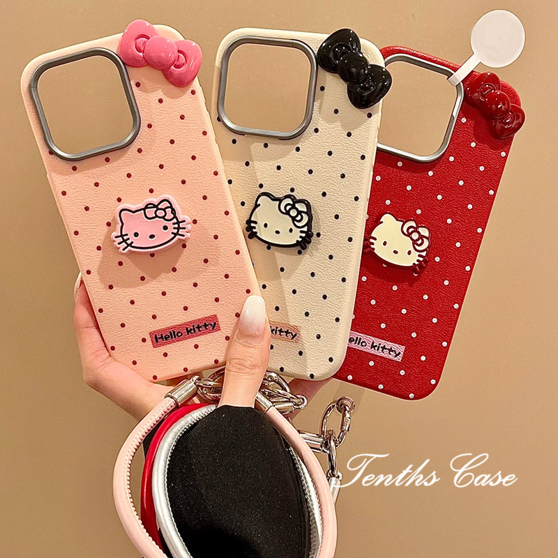 สําหรับoppo A3X A60 A79 A38 A18 A95 A94 A93 A92 A78 A76 A17 A16 A15 A31 A53 2020 Kitty 3Dโบว์ธรรมดารูปแบบหนังชุบเลนส์กรอบเคสโทรศัพท์ปกอ่อน