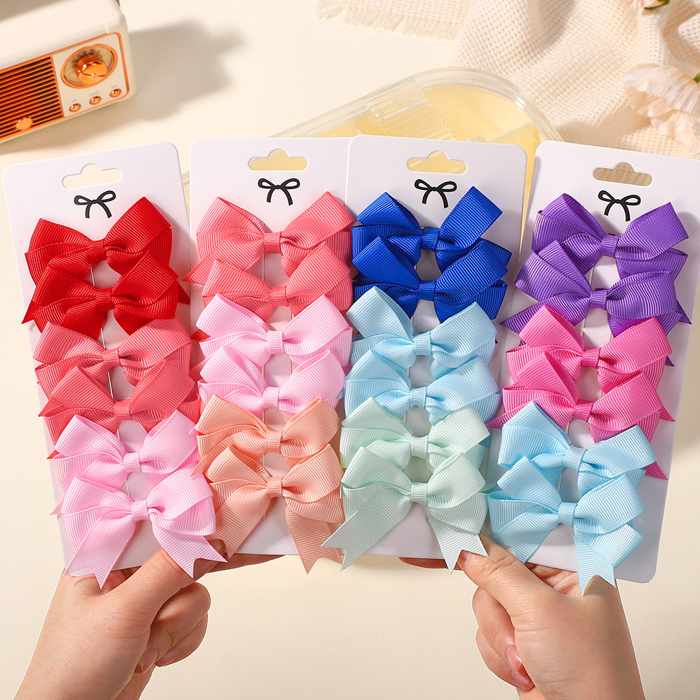 6 ชิ้น/เซ็ตน่ารักหลายสไตล์ริบบิ้น Bowknot กิ๊บติดผมสําหรับสาว Handmade Bows Hairpin Barrettes Headwear เด็กอุปกรณ์เสริมผม
