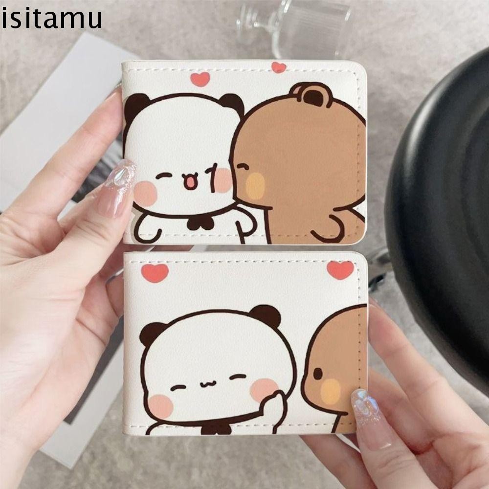 Isitaft เอกสารการ์ดแขน, ที่เก็บการ์ด Bubu และ Dudu Panda เคสหนังป้องกัน, Lesser Panda Storage Mini Bubu Dudu ชุดการ์ดหนัง Photo โปสการ์ด