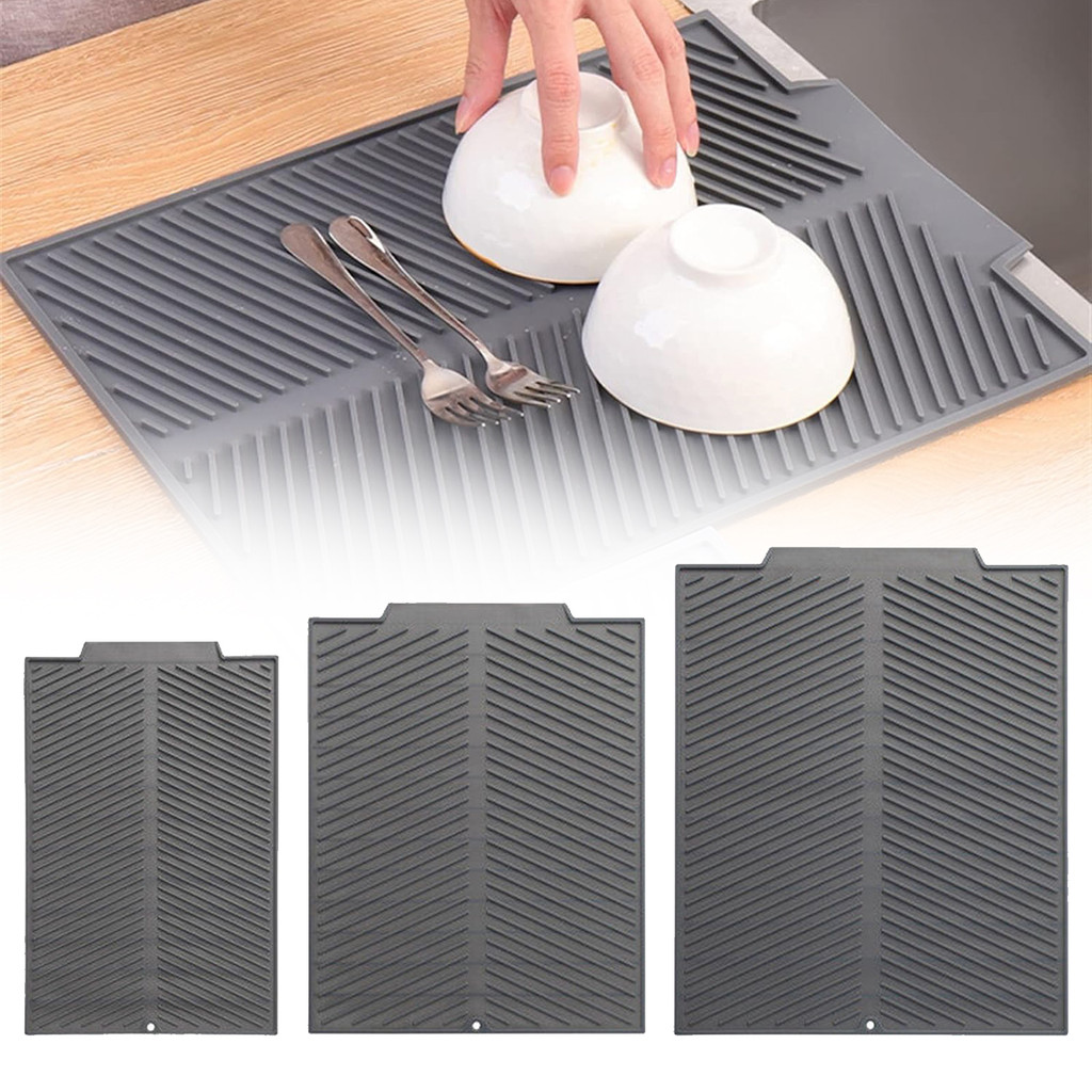 1 ชิ้น S/M/L ซิลิโคน Draining Board Mat, จานแห้ง, พับ Draining Mat, ท่อระบายน้ําขนาดใหญ่ Pad เป็นมิตรกับสิ่งแวดล้อม Drainer Mat