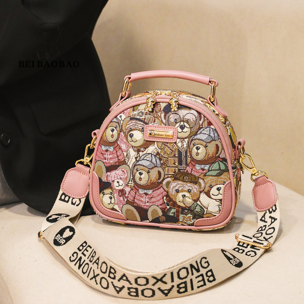 [BEI Baobao] กระเป๋าสะพายแบบพกพาพิมพ์ลายสด-เทรนด์แฟชั่นสไตล์ใหม่การออกแบบเฉพาะรู้สึกกระเป๋าสะพายข้างแบบพกพา