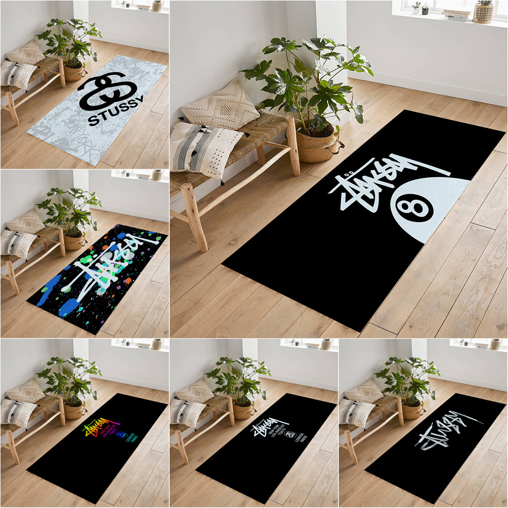 Art Stussy Logo เลียนแบบแคชเมียร์พรมกันลื่นเหมาะสําหรับห้องนั่งเล่นห้องนอน
